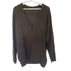 RDI Nordstrom burnt olive green v neck sweater NEW medium